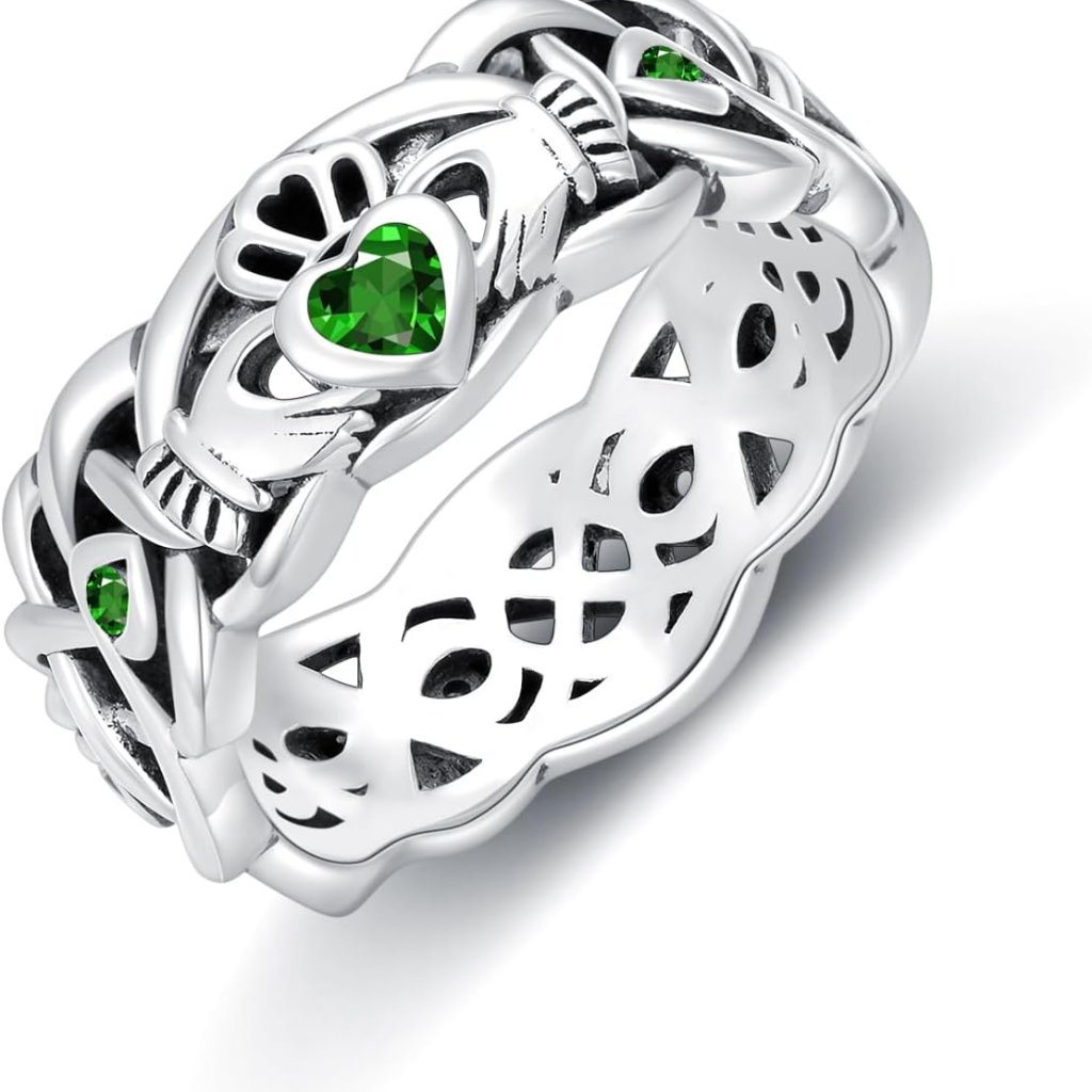 Claddagh Ring For Women 925 Sterling Silver Claddagh Birthstone Ring Irish Band